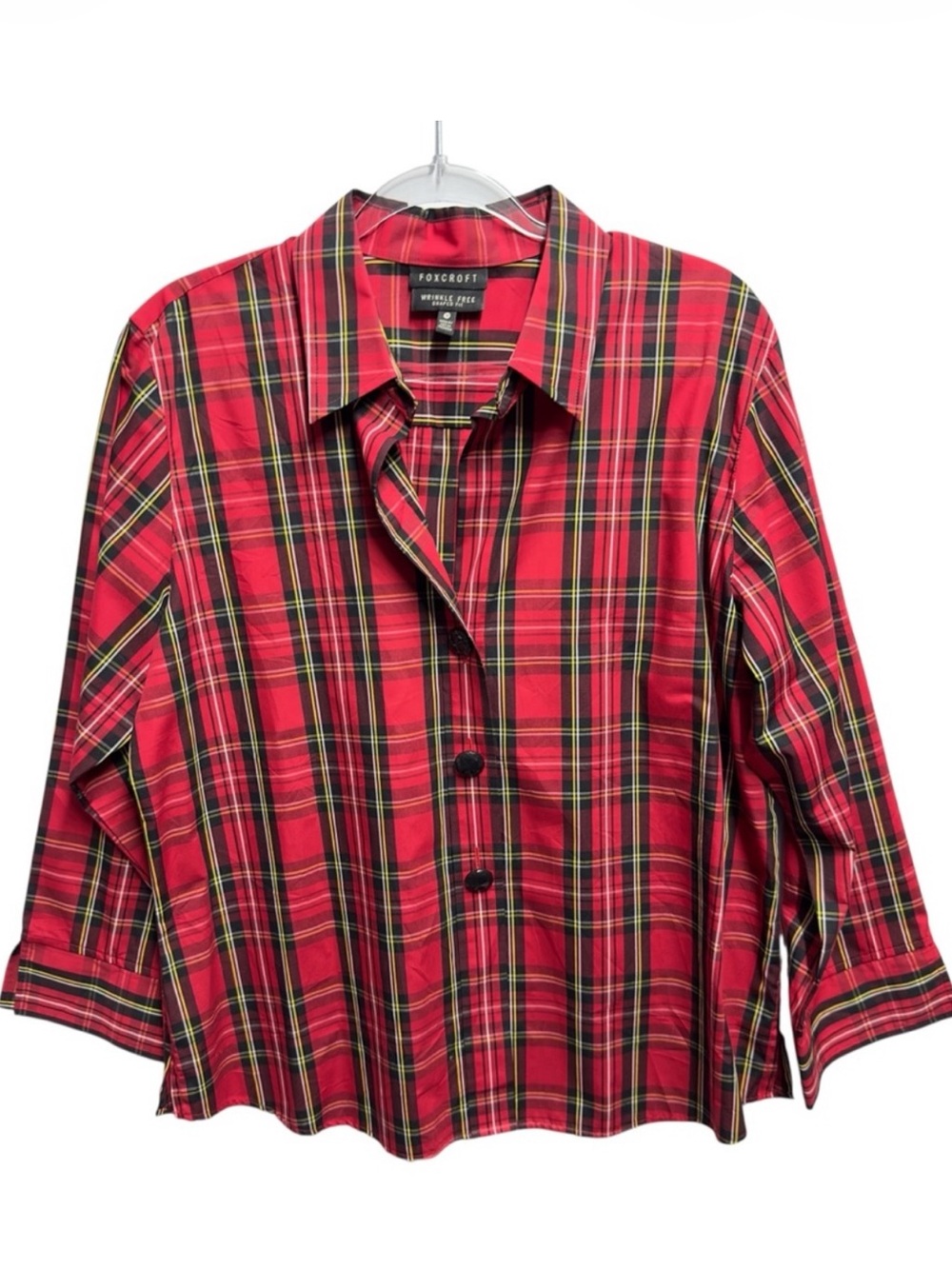 Foxcroft Cotton Knit Wrinkle Free Shaped Fit Seersucker Oxford Poplin Shirt